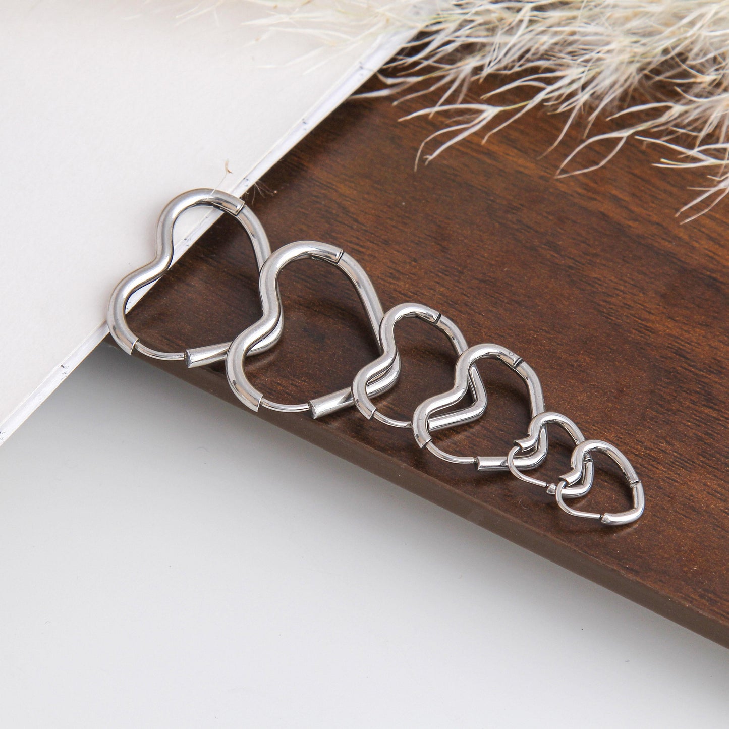 Stainless Steel Heart Hoop Earrings – Unique Minimalist Style, Available in Three Sizes, Perfect for Helix, Cartilage, and Earlobe Piercings, Everyday Fashion Jewelry, Lightweight and Comfortable