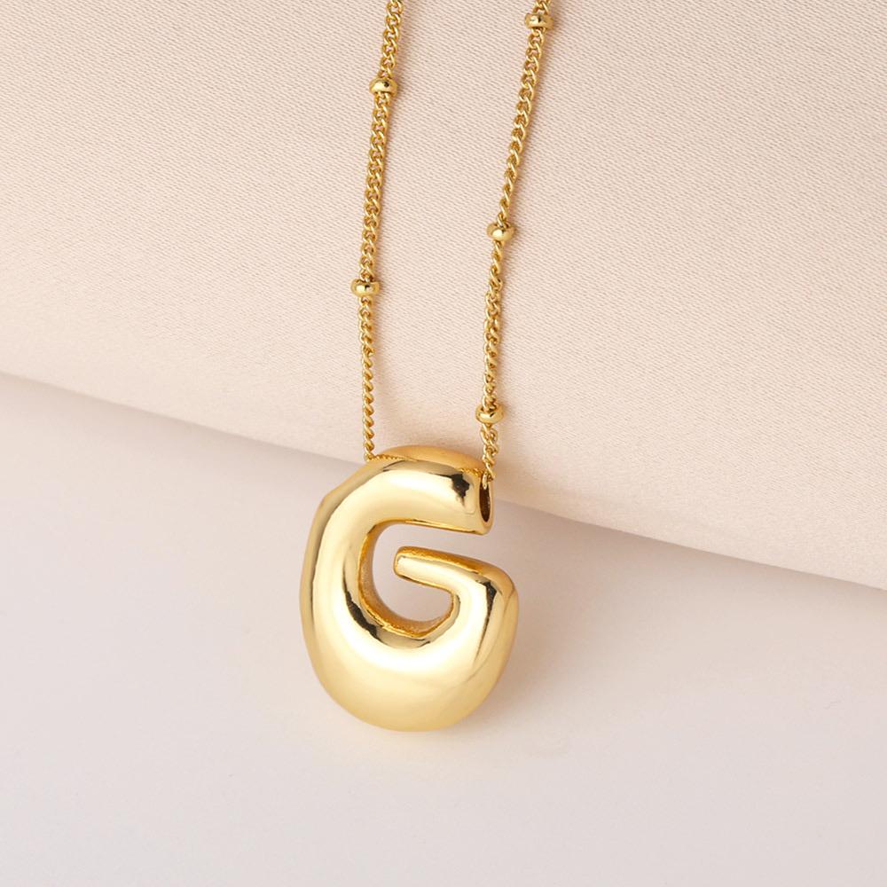 Bold Bubble Initial Necklace, Unique Font Letter Pendant with Satellite Chain – 26 Letters, Brass, Waterproof, Non-Tarnish, Stylish Jewelry Gift for Women.