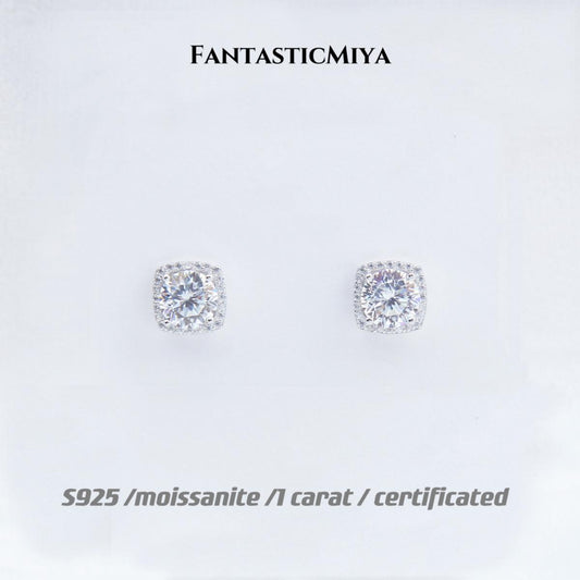 1CT Moissanite stude earrings, Sterling Silver for women, classic design,Certified Authentic - Perfect for Mum, Sister,Girlfriends, and Best Friends as a Holiday Gift. Show Her Your Love with a Surprise!
