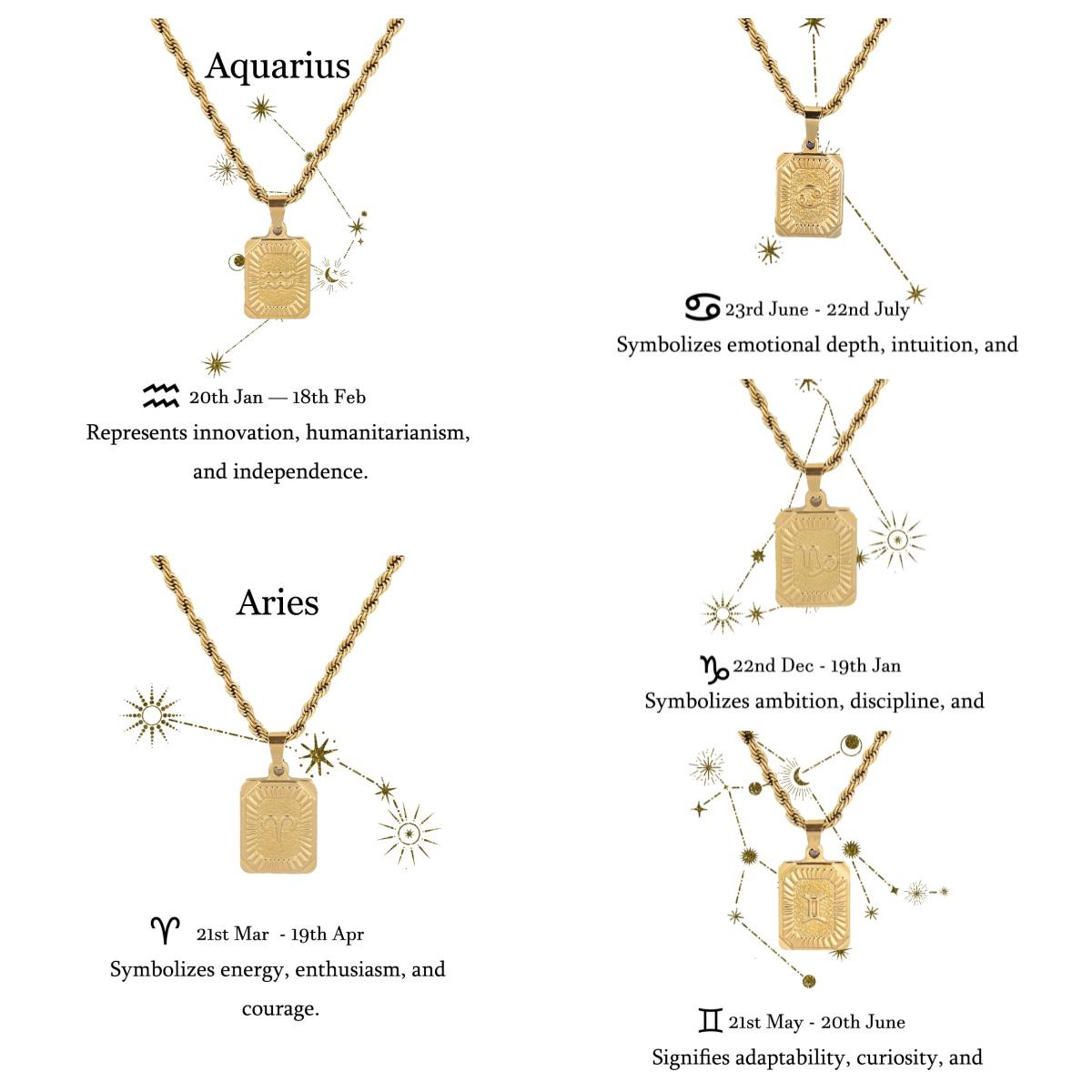 Constellation necklace, Zodiac Sign Stainless Steel Pendant Necklace，star sign Unisex for men women, personalized Charm necklace, customized sign necklace