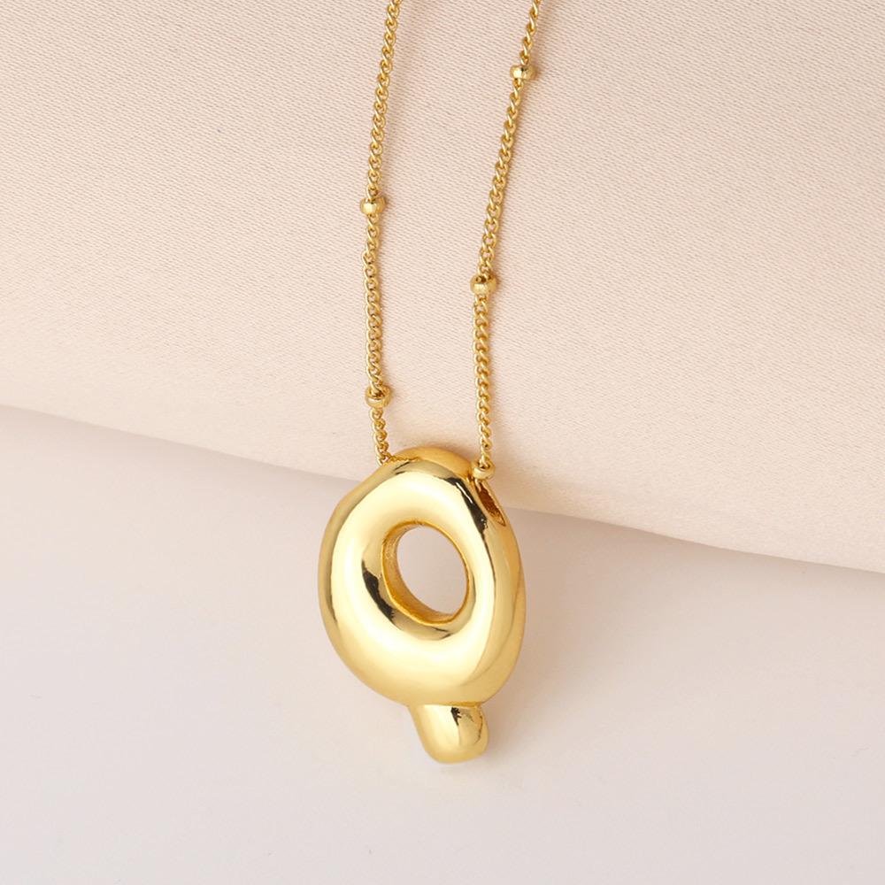 Bold Bubble Initial Necklace, Unique Font Letter Pendant with Satellite Chain – 26 Letters, Brass, Waterproof, Non-Tarnish, Stylish Jewelry Gift for Women.