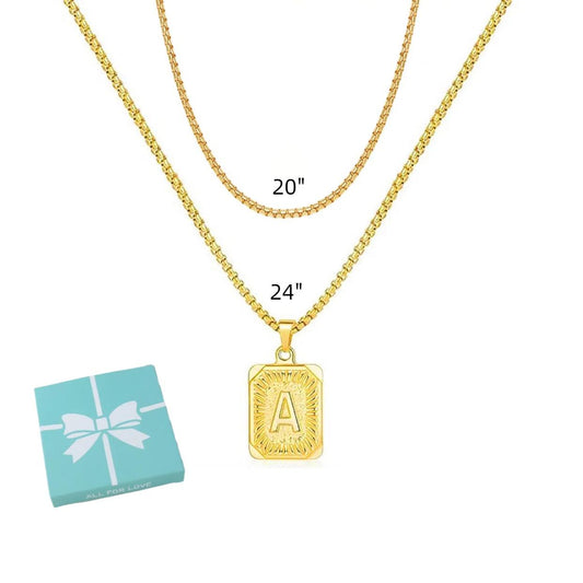 set/ intial chain necklace for men women,double layer couple jewelry, stainless steel letter necklaces, gift for couple, BFF necklace, color not fade