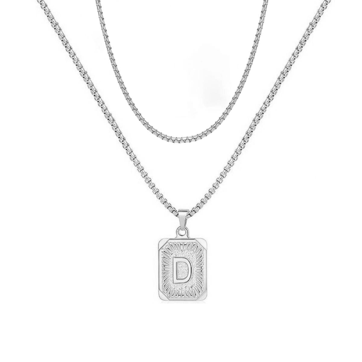 LN001:Initial A Z Letter Pendant Necklace Mens Womens Capital Letter Yellow Gold Plated Stainless Steel Box Chain