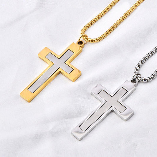HN054:Hip-Hop Style Necklace,Cross Pendant Chain Necklace for Women and Men