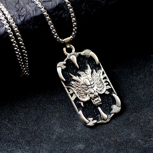 HN061:Hip-Hop Style Necklace,Anaglyph Pan Dragon Penent Necklace For Women And Men