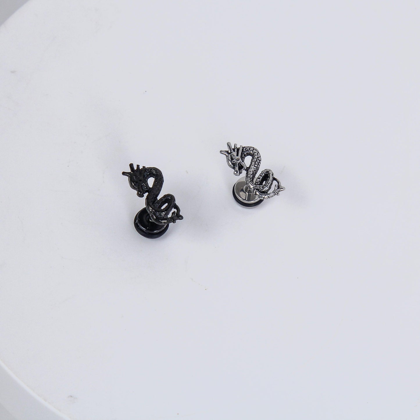 1 count/ Year of Drangon Stud Earring, Vintage Punk Stud Earring with Flat Back, –Titanium Stud, Earlobe Earring,  Helix Cartilage Earring for Men and Women