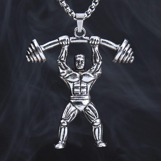 HN055:Hip-Hop Style Necklace,Men Barbell Weighlifting Gym Designed  Necklace for Women and Men