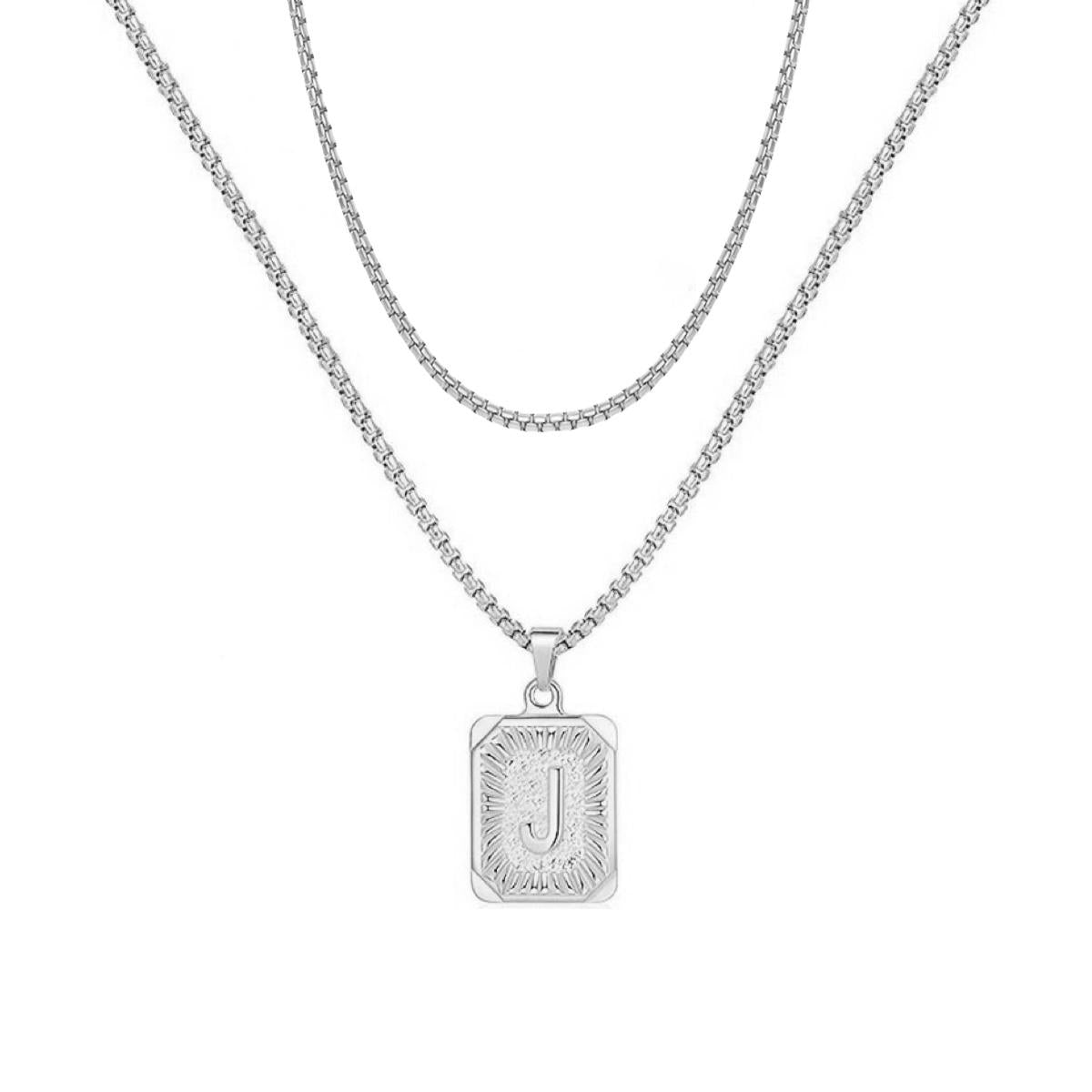 LN001:Initial A Z Letter Pendant Necklace Mens Womens Capital Letter Yellow Gold Plated Stainless Steel Box Chain