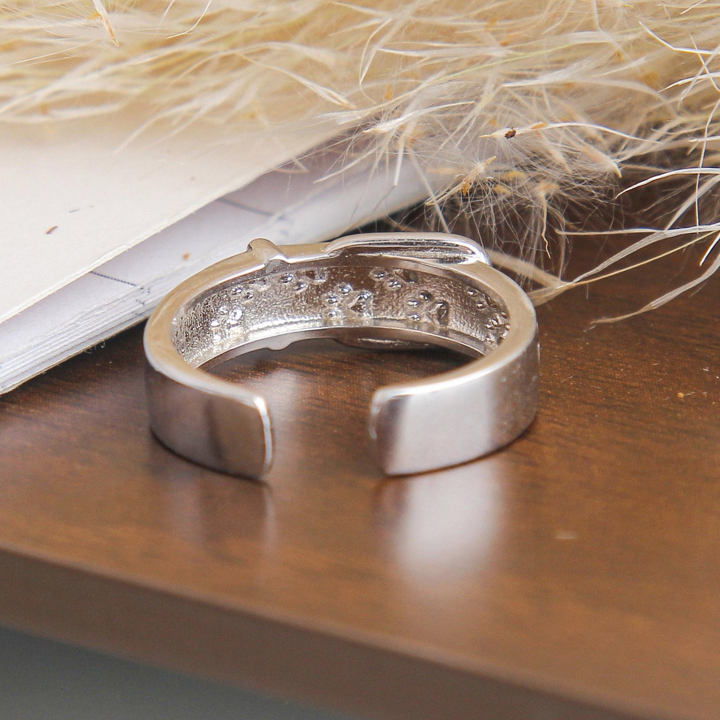 S925 Sterling Silver Adjustable Dog Collar Ring - Cute Buckle Design with Engraved Paw Prints, Open Band Pet-Themed Jewelry, Perfect Gift for Animal Lovers, Women, and Girls