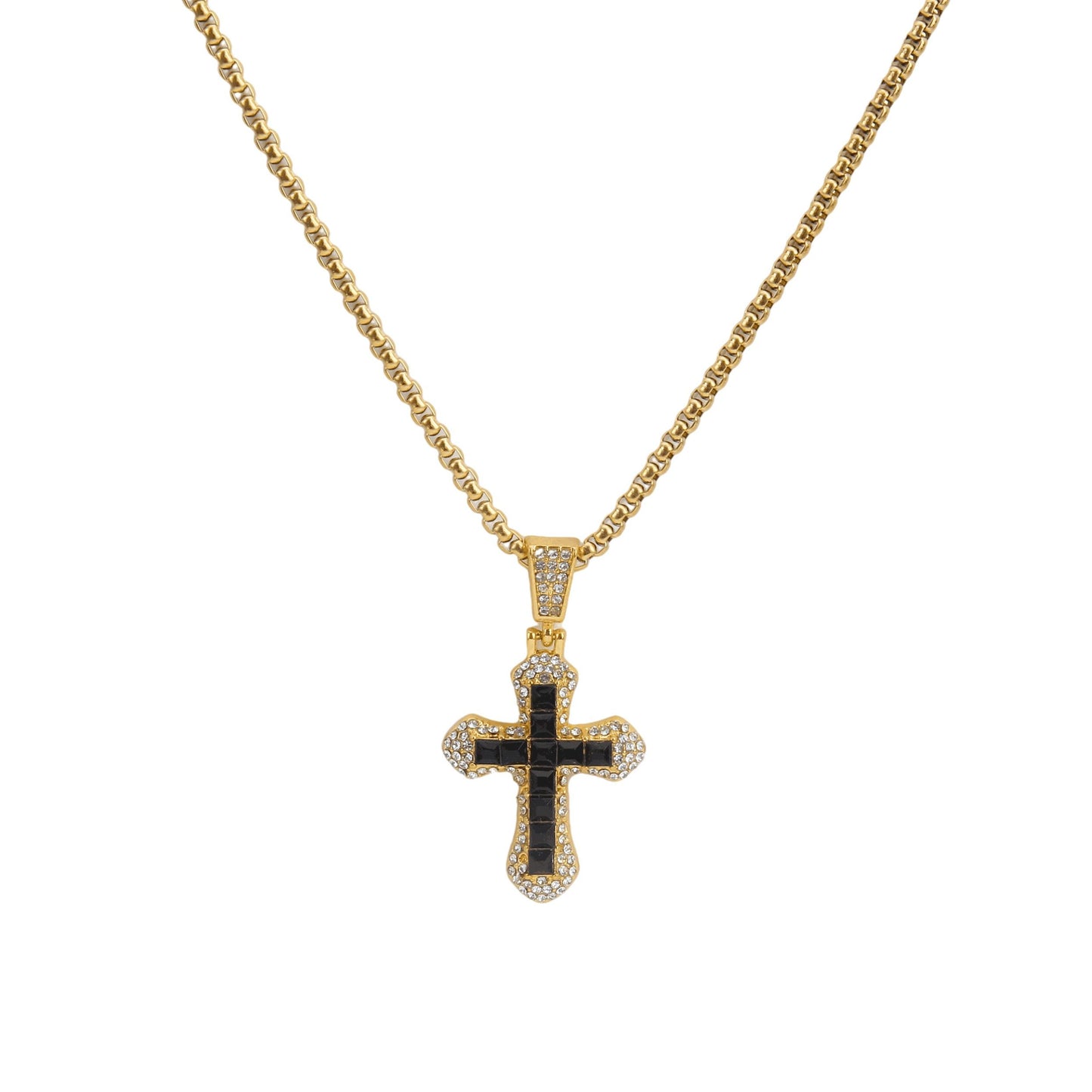 HN050:Hip-Hop Style Necklace, Colorful Cross necklace for Women And Men, Stainless Steel Necklace, Titanium Steel