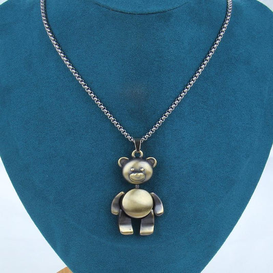 HN053:Hip-Hop Style Necklace, Bear Pendant Necklace for Women and Men