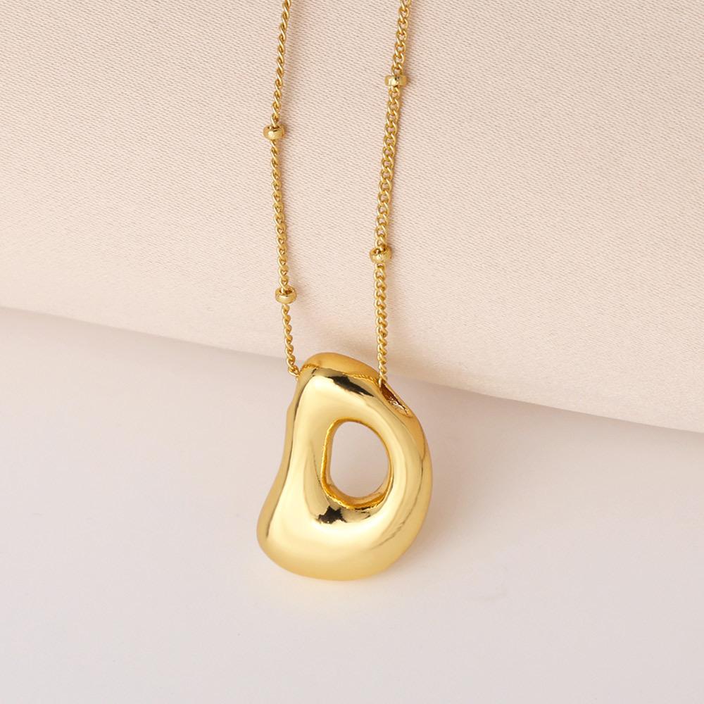 Bold Bubble Initial Necklace, Unique Font Letter Pendant with Satellite Chain – 26 Letters, Brass, Waterproof, Non-Tarnish, Stylish Jewelry Gift for Women.