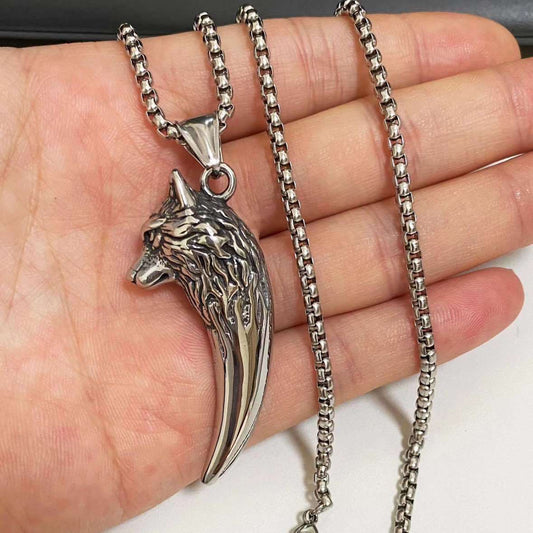 HN068:Hip-Hop Style Necklace,Spiritrain Wolf Teeth shape Pendent Necklace For Women And Men