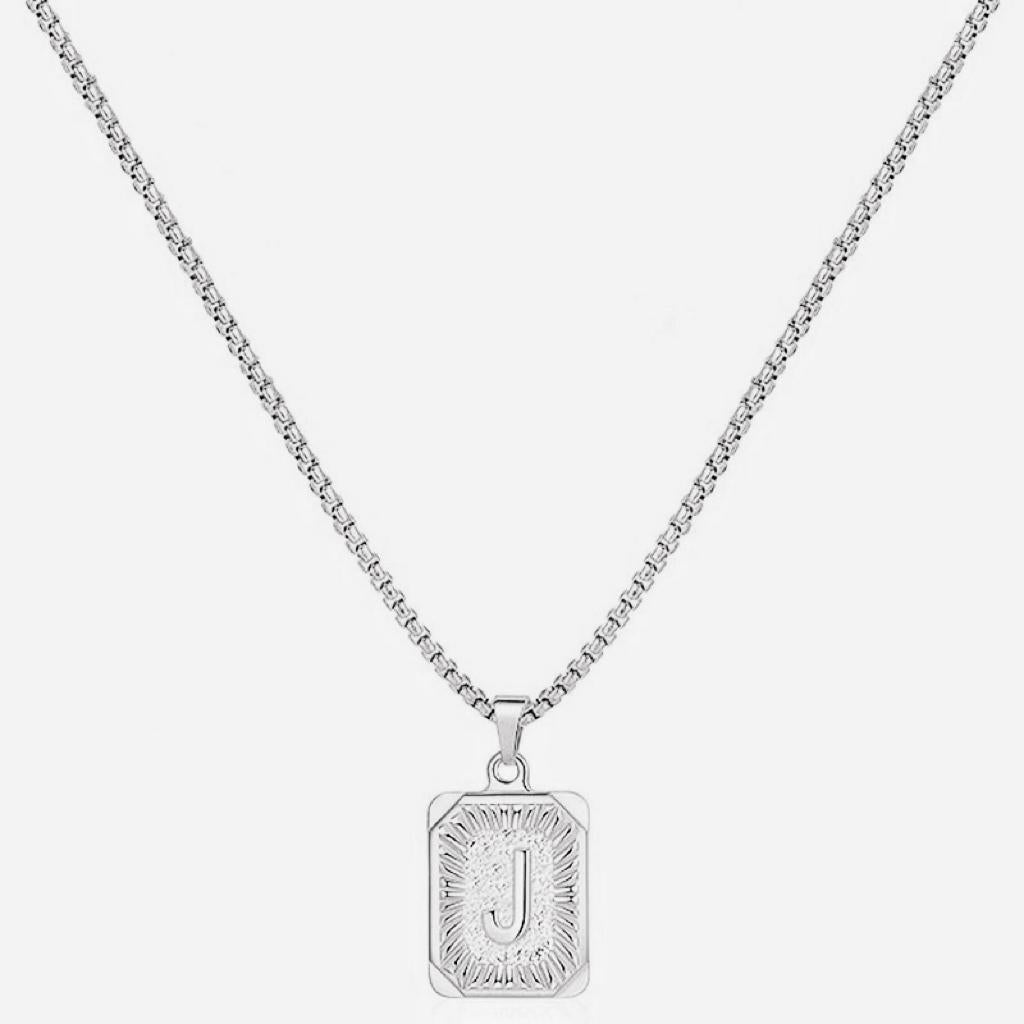 LN001:Initial A Z Letter Pendant Necklace Mens Womens Capital Letter Yellow Gold Plated Stainless Steel Box Chain