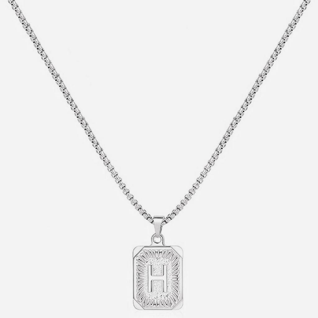 LN001:Initial A Z Letter Pendant Necklace Mens Womens Capital Letter Yellow Gold Plated Stainless Steel Box Chain