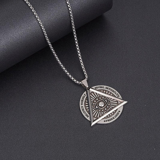 HN072:Hip-Hop Style Necklace,Masonic All Seeing Eye Pendent Necklace For Women And Men