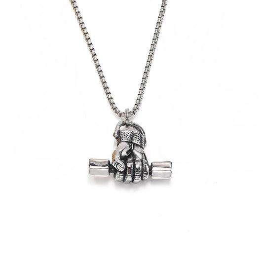 HN075:Hip-Hop Style Necklace,Weight Lifting Dumbbell Pendent Necklace For Women And Men
