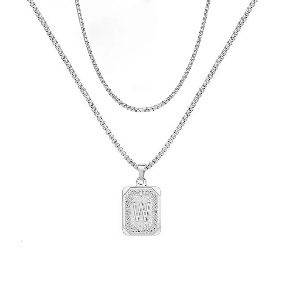 LN001:Initial A Z Letter Pendant Necklace Mens Womens Capital Letter Yellow Gold Plated Stainless Steel Box Chain