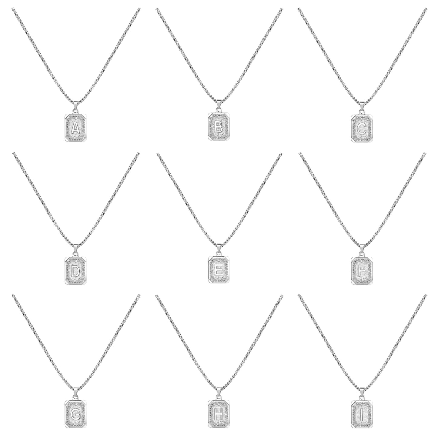 LN001:Initial A Z Letter Pendant Necklace Mens Womens Capital Letter Yellow Gold Plated Stainless Steel Box Chain