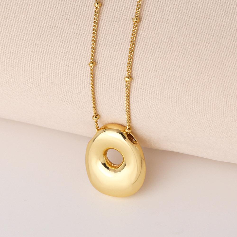 Bold Bubble Initial Necklace, Unique Font Letter Pendant with Satellite Chain – 26 Letters, Brass, Waterproof, Non-Tarnish, Stylish Jewelry Gift for Women.