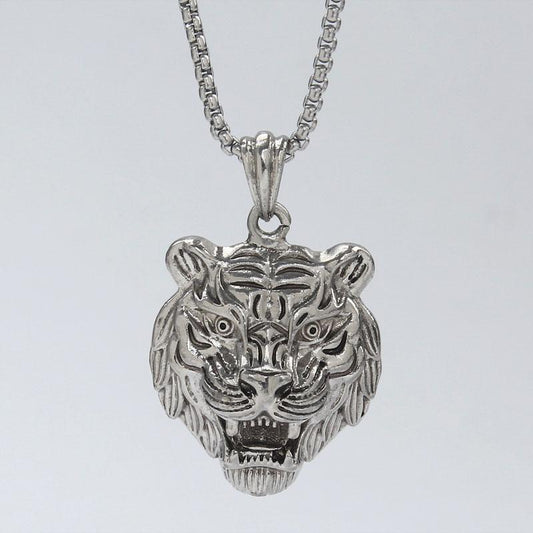 HN008:Hip-Hop Style Necklace, Stainless Steel Tiger Head Pendant  Necklace for Women and Men