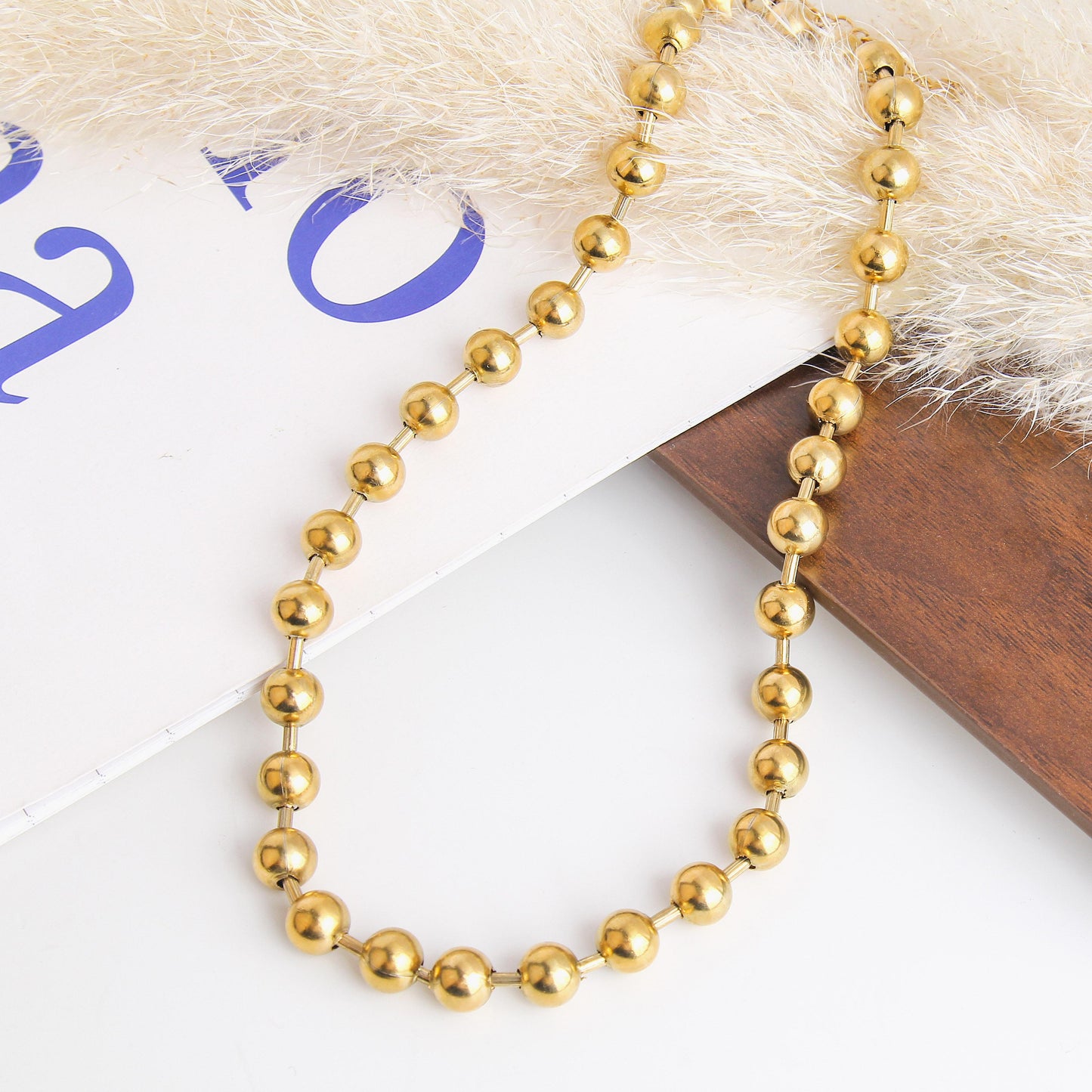 Bold Stainless Steel Large Bead Chain Necklace and Bracelet for Woman – Chunky Heavyweight Statement Jewelry with Modern, Edgy, and Unique Style for Fashion, Fashion Jewelry for Daily Wear