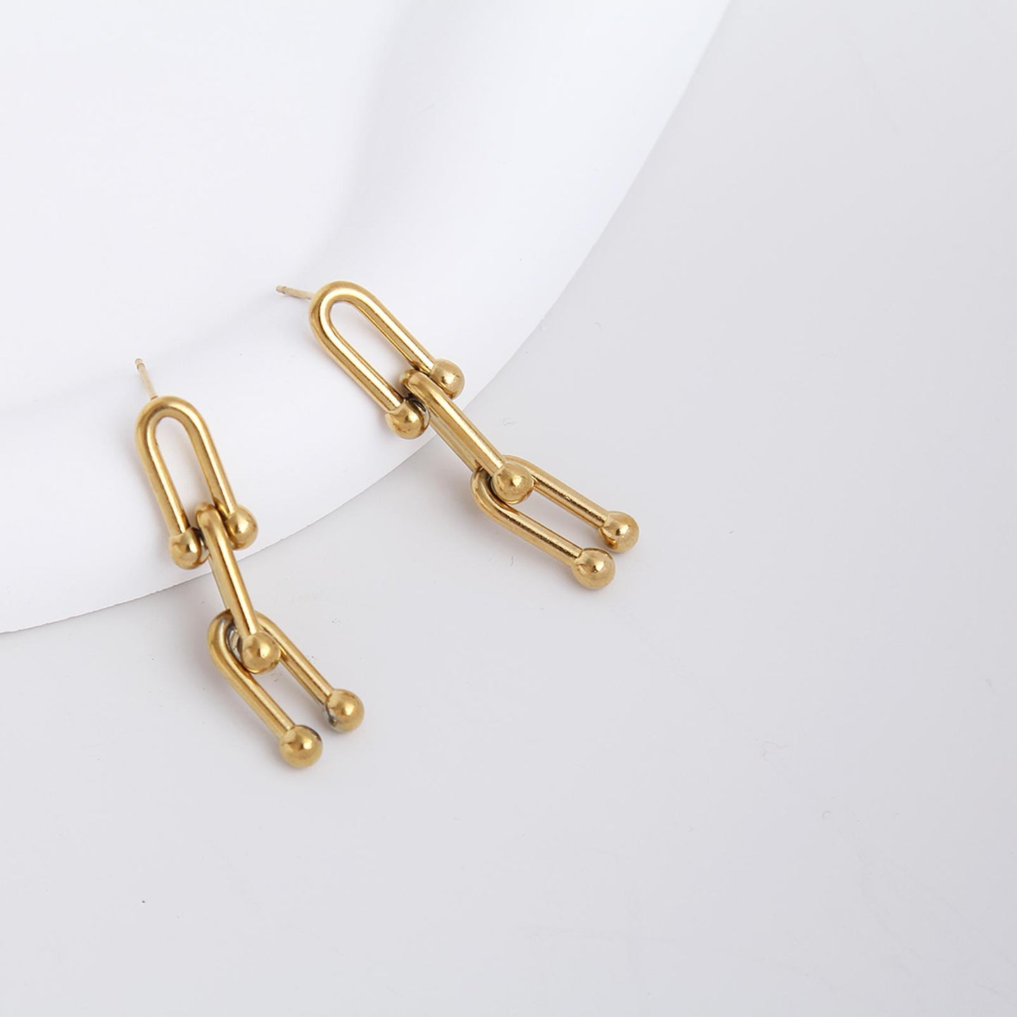 Stylish Paperclip Design Stainless Steel Stud Earrings | Modern Accessories for Lobe Piercings | Hypoallergenic & Lightweight，Everyday Fashion Jewelry,