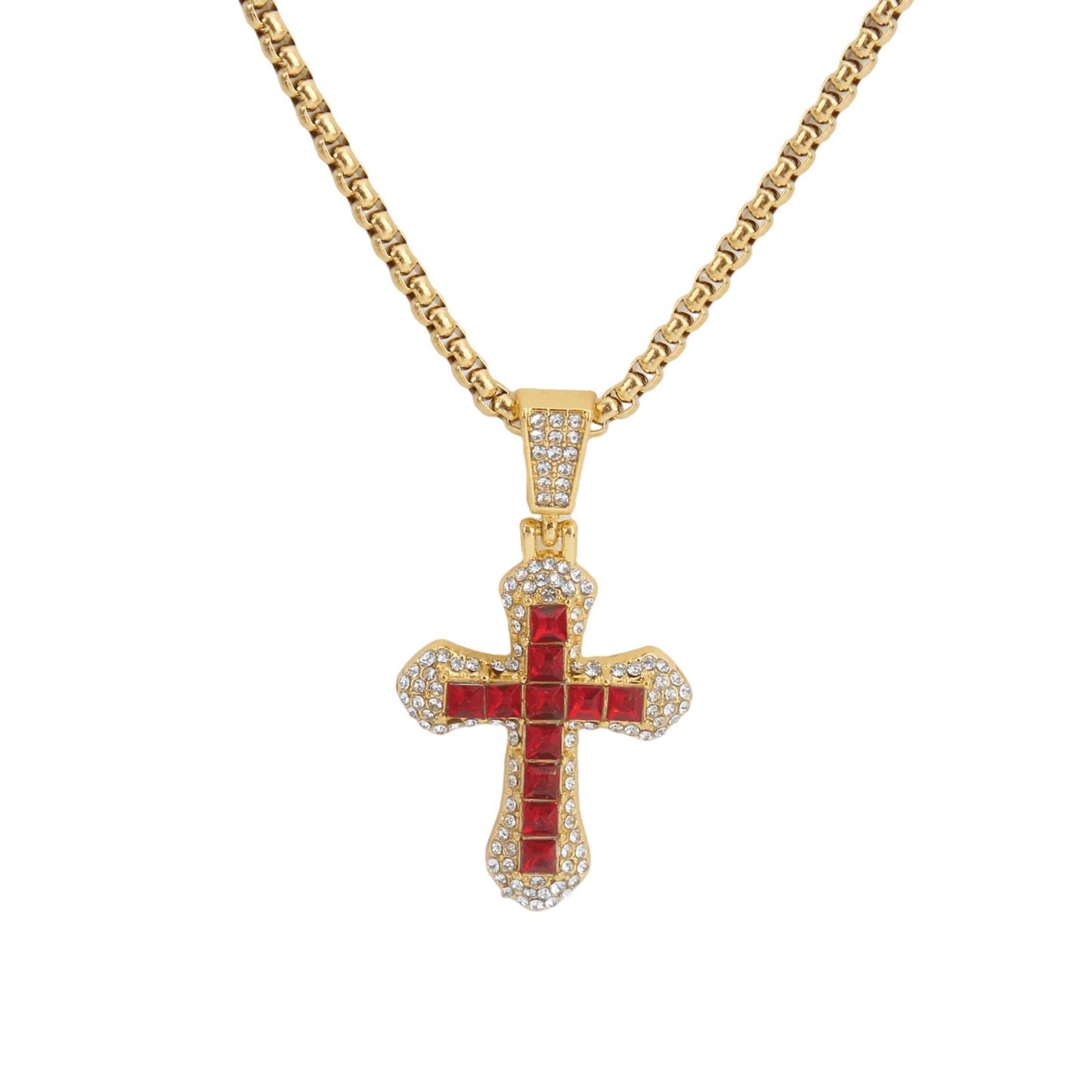HN050:Hip-Hop Style Necklace, Colorful Cross necklace for Women And Men, Stainless Steel Necklace, Titanium Steel
